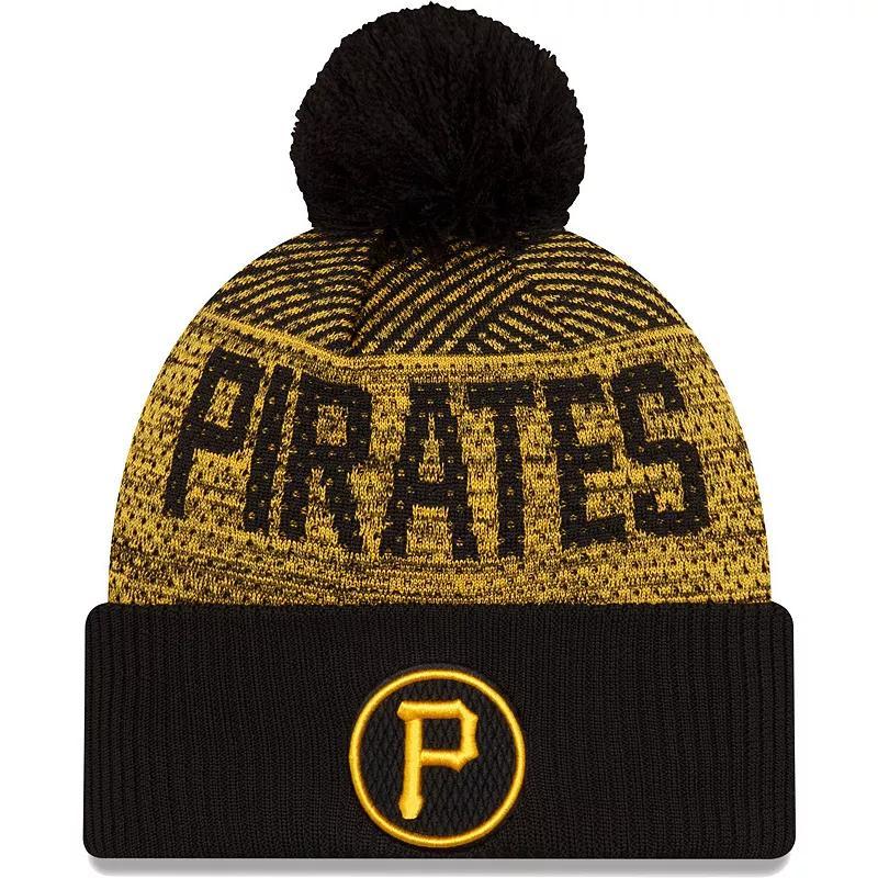 Mens New Era Pittsburgh Pirates Authentic Collection Sport Cuffed Knit Hat with Pom Product Image