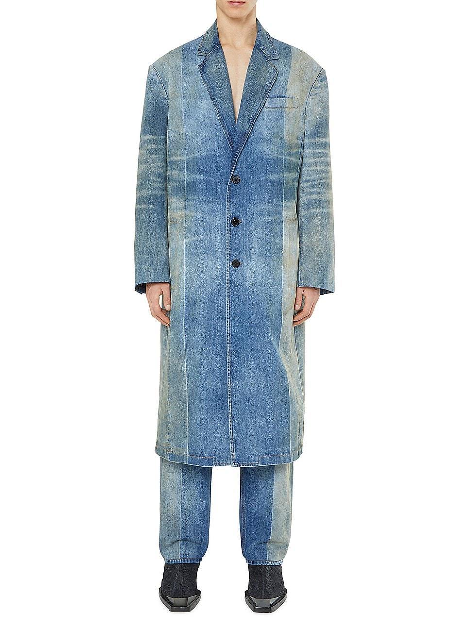 Mens Washed Denim Trench Coat Product Image