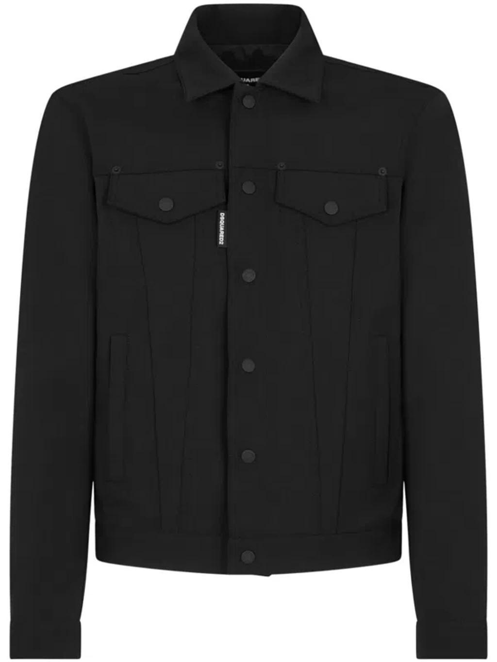 DSQUARED2 Virgin Wool Blend Shirt Jacket For Men In Black Product Image