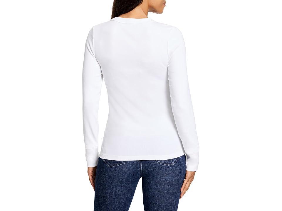 NIC+ZOE Seamed Up Split Neck Rib Tee (Paper ) Women's Clothing Product Image