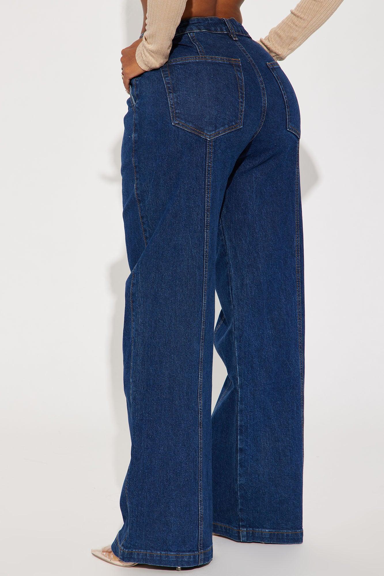 Feel The Connection Wide Leg Jeans - Dark Wash Product Image