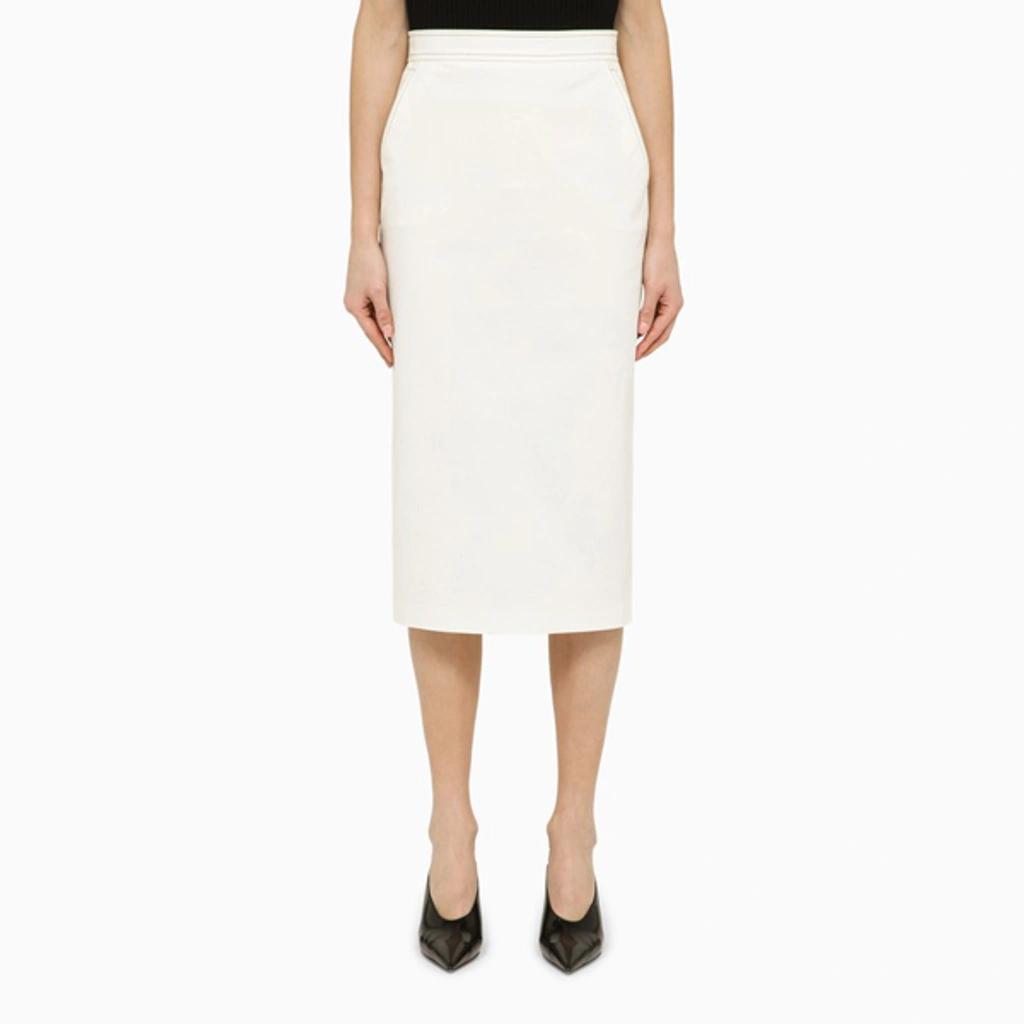 White Cotton Midi Skirt In Blue Product Image