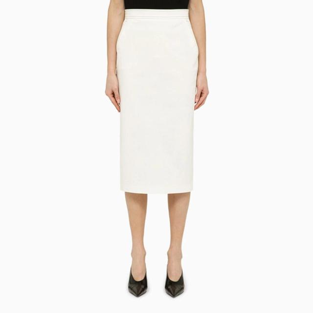 White Cotton Midi Skirt In Blue Product Image