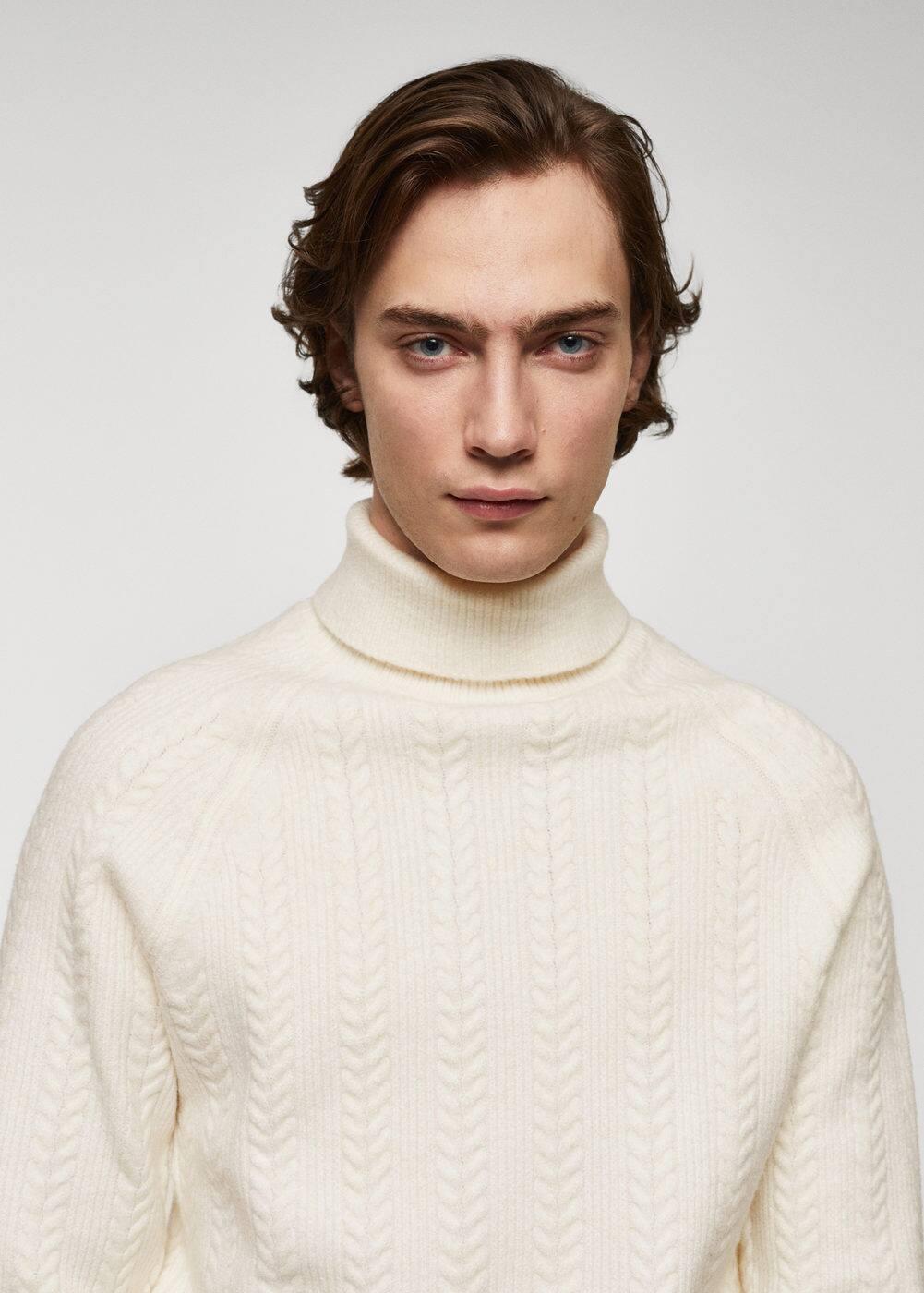 MANGO MAN - Twisted turtleneck sweater off whiteMen Product Image