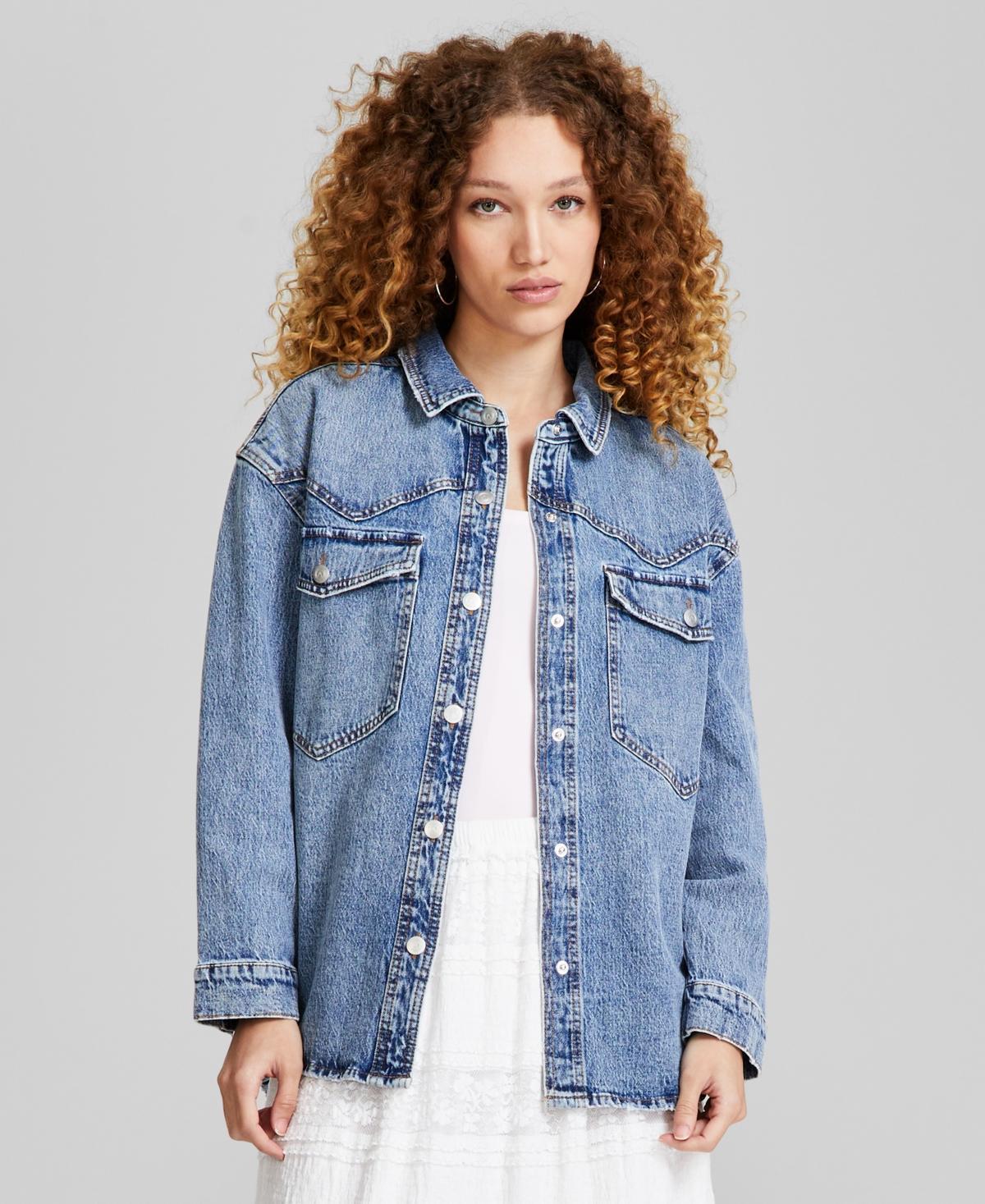 And Now This Womens Oversized Western Snap-Front Denim Shirt, Created for Macys Product Image