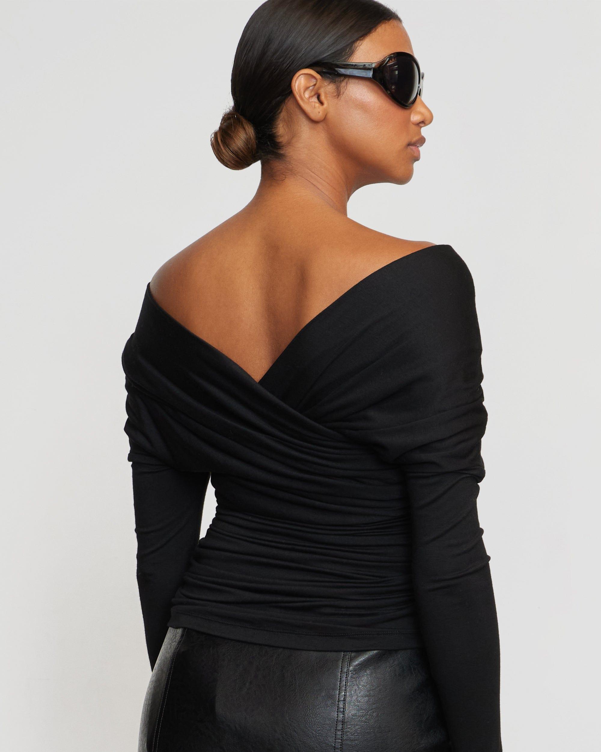 Theresa Ruched Off-Shoulder Long-Sleeve Tee Product Image