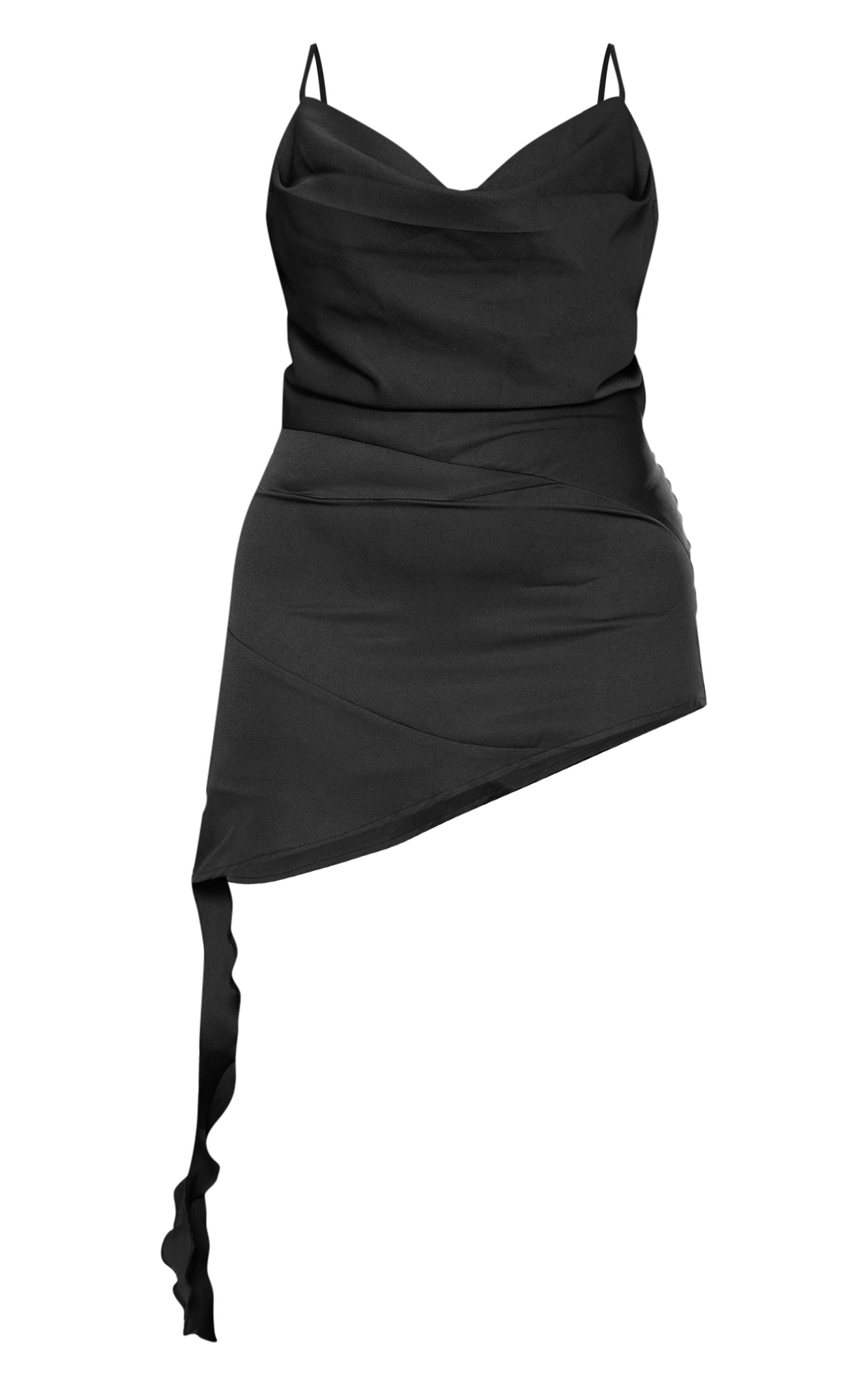 Plus Black Cowl Neck Long Overlay Jumpsuit Product Image