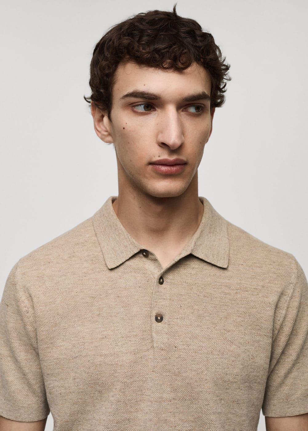 MANGO MAN - Short-sleeve knitted polo shirt sandMen Product Image