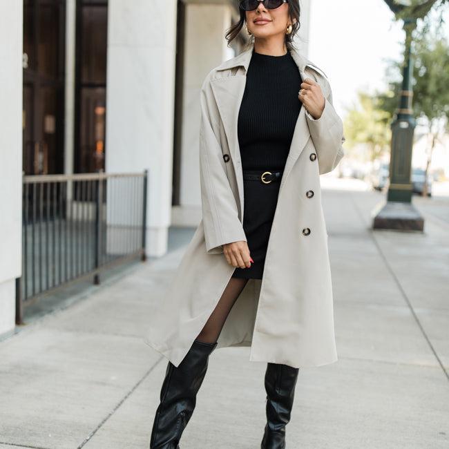 Over My Head Taupe Trench Coat Product Image