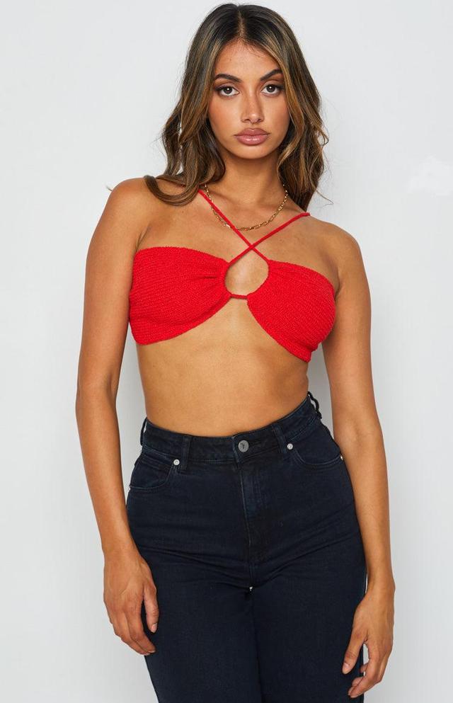 Seoul Red Halter Crop Top Product Image