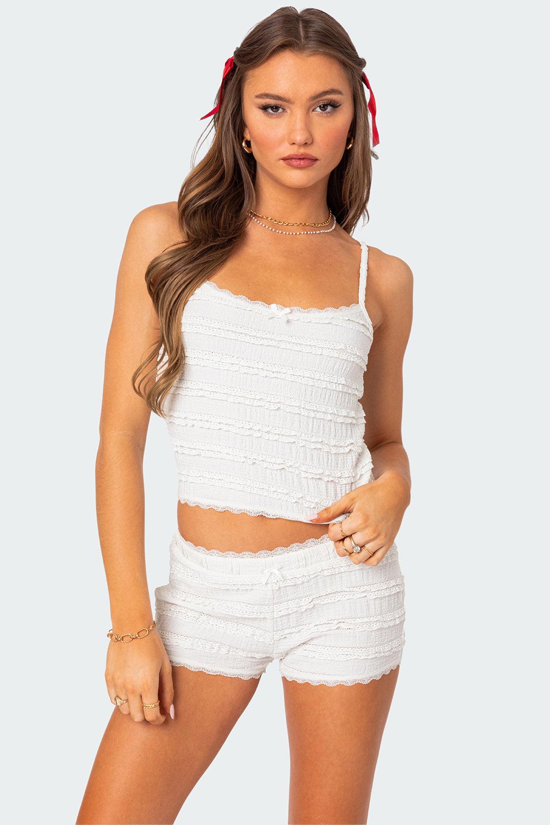 Lucy Ruffled Lace Tank Top Product Image