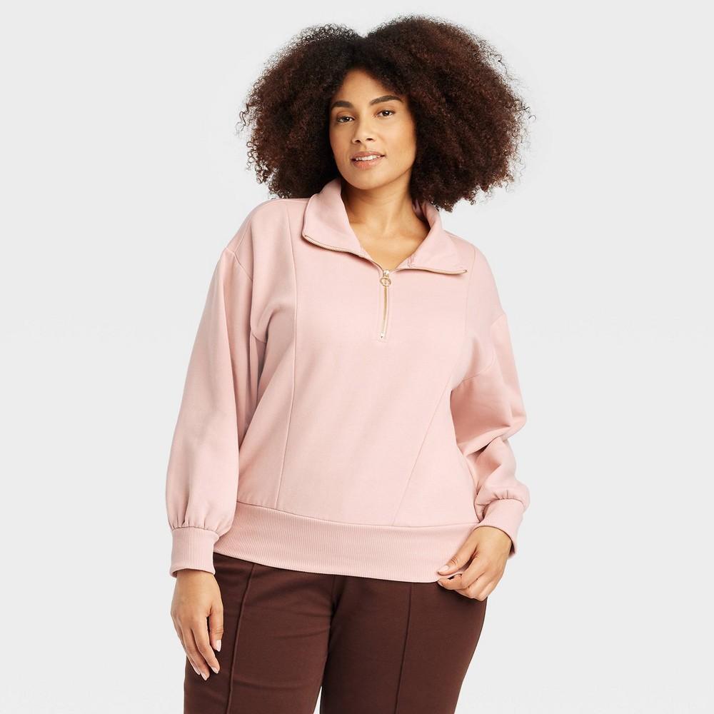 Womens Quarter Zip Sweatshirt - A New Day Light XXL Product Image