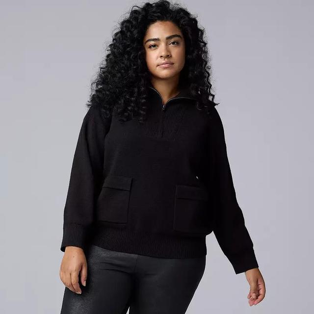 Plus Size Simply Vera Vera Wang Half Zip Pullover Sweater, Womens Product Image