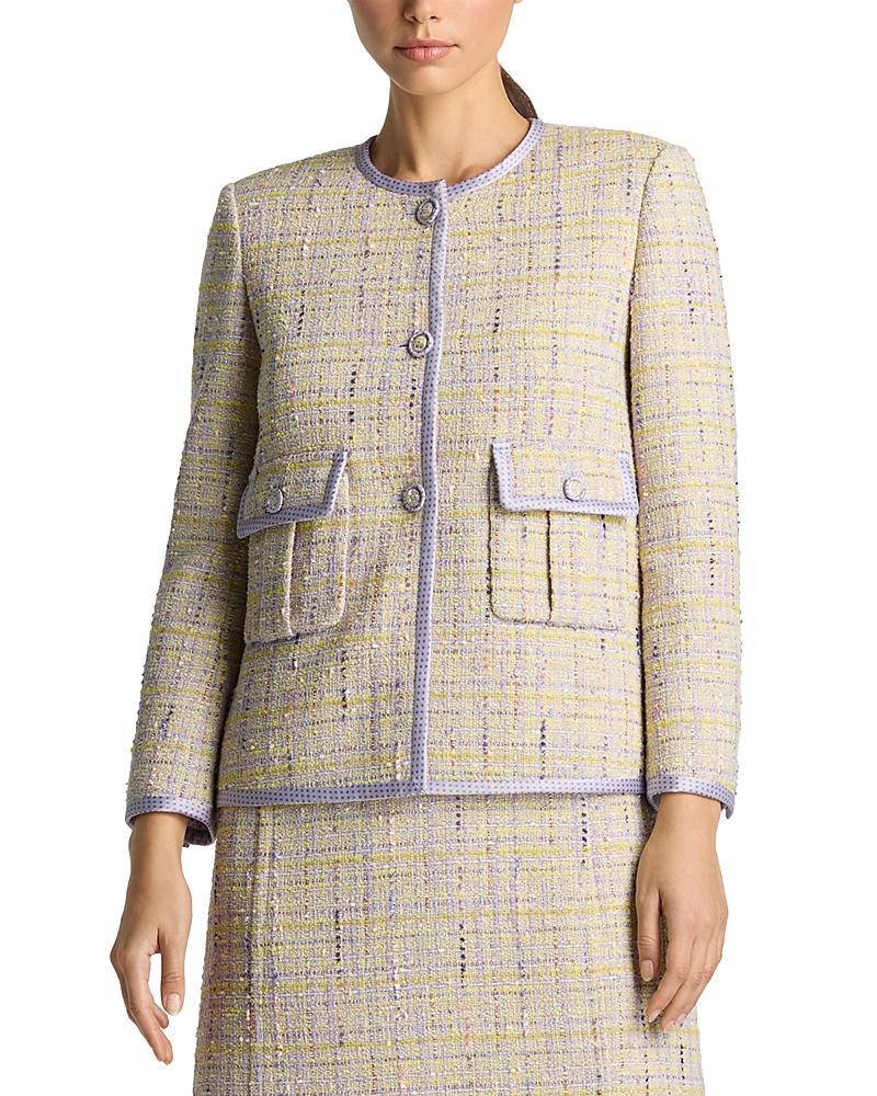 Womens Textured Metallic Slub Tweed Jacket Product Image