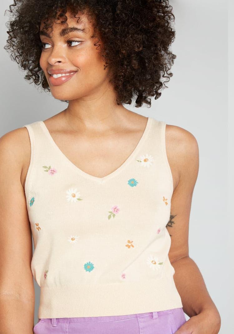 My Blossom-Kissed Embroidered Tank Top Product Image