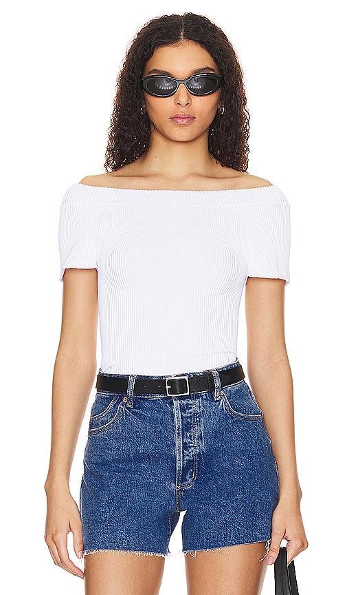 Free People X Intimately FP Ribbed Seamless Off Shoulder Top In White Size L/XL, XS/S. Product Image