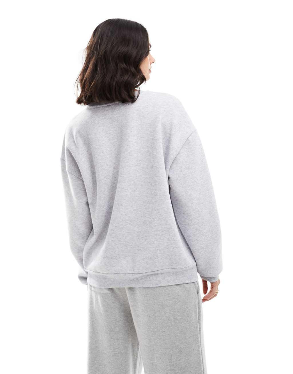 ASOS DESIGN oversized sweatshirt with ski graphic in gray heather Product Image