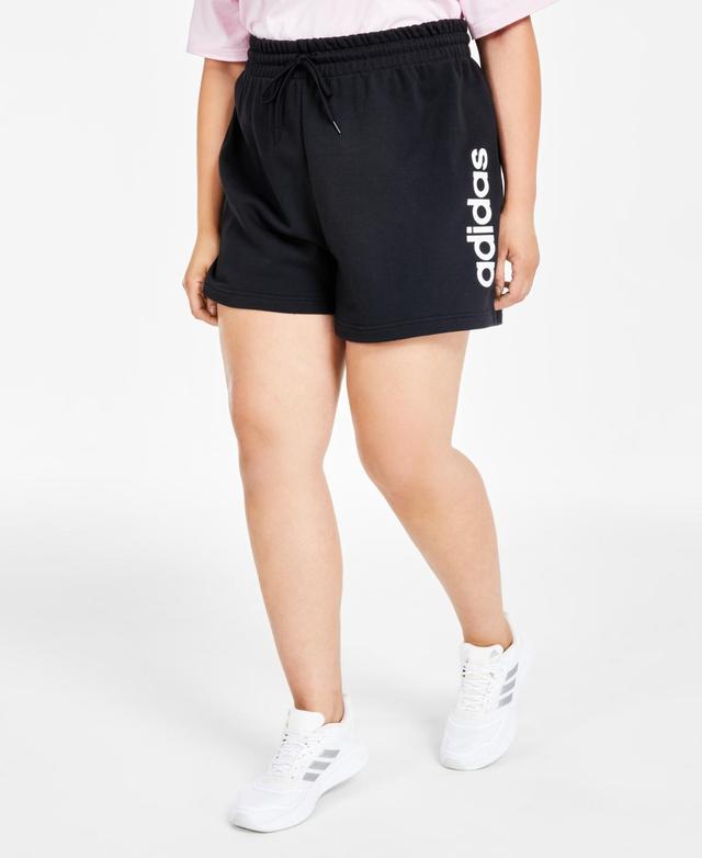 adidas Essentials Linear French Terry Shorts (Plus Size) Black 3X Womens Product Image