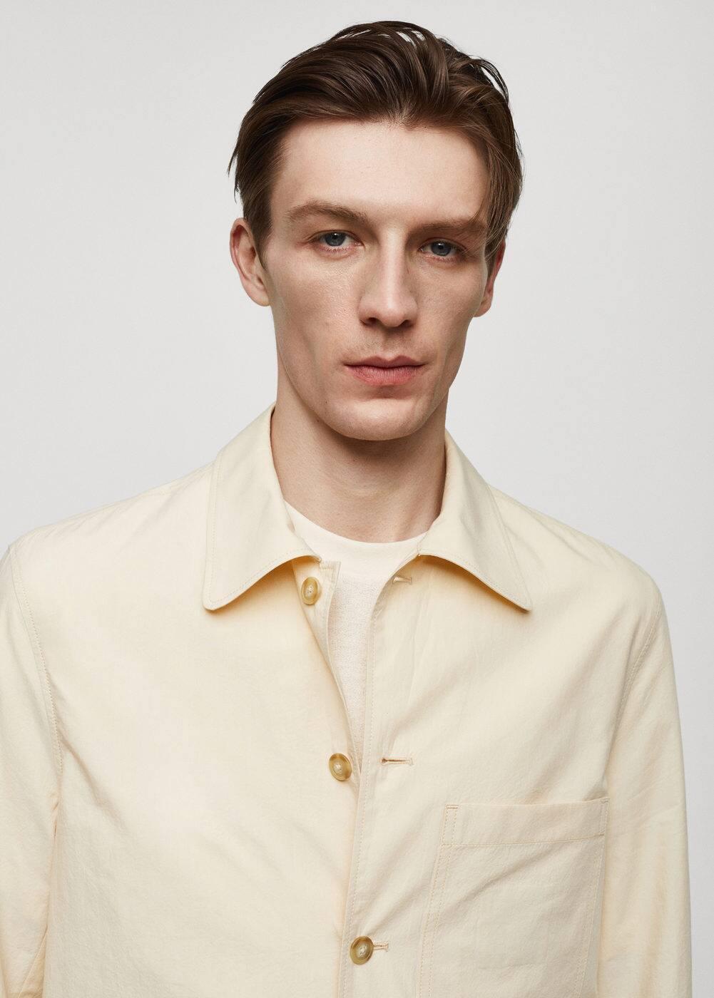 MANGO MAN - 100% cotton overshirt with pocket vanillaMen Product Image