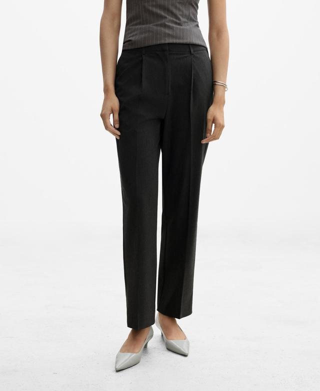 Mango Womens Pleat Straight Trousers Product Image