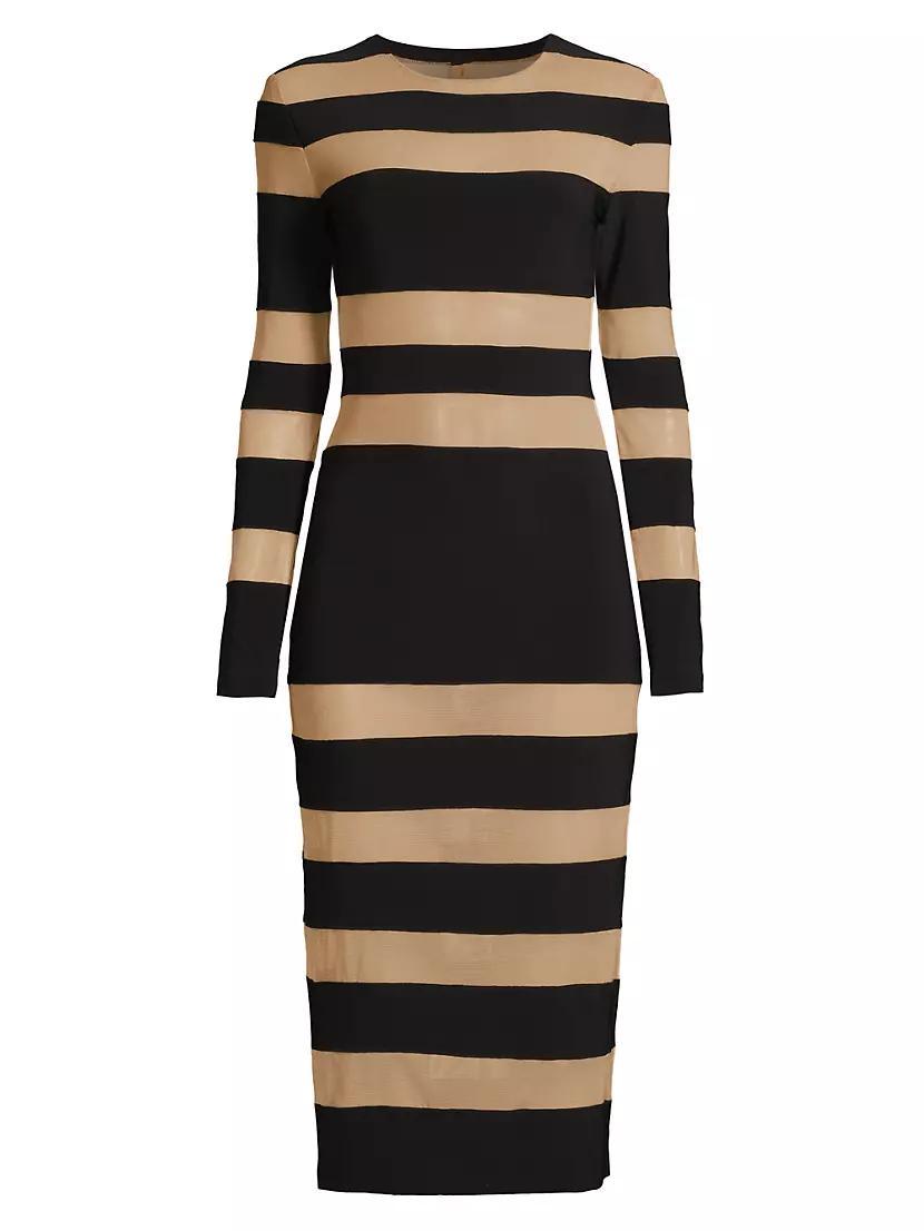 Semi-Sheer Striped Midi-Dress product image