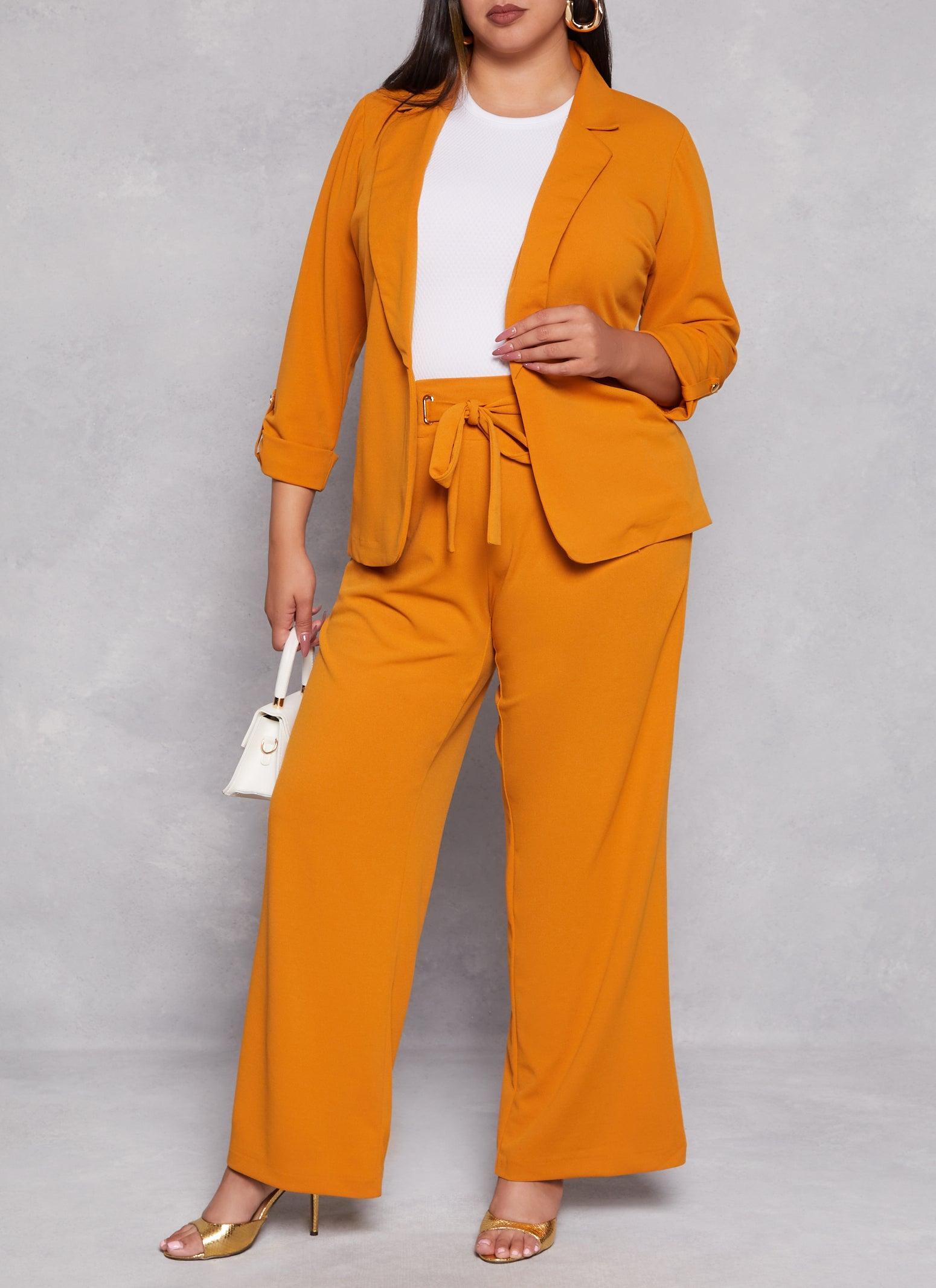 Womens Plus Size Crepe Knit Tie Front Dress Pants Product Image