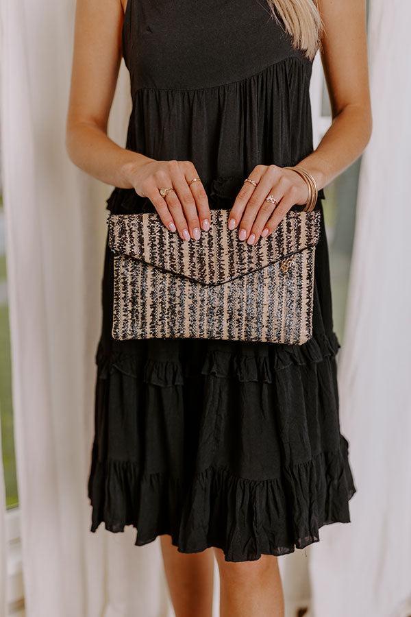 Tell You Something Woven Clutch In Black Product Image