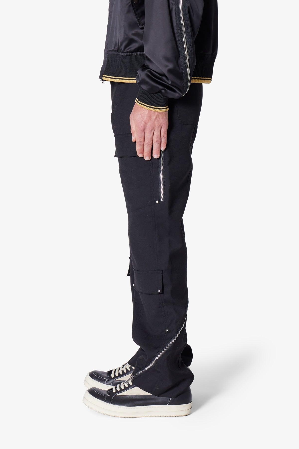 Angled Zip Cargo Pants - Black Product Image