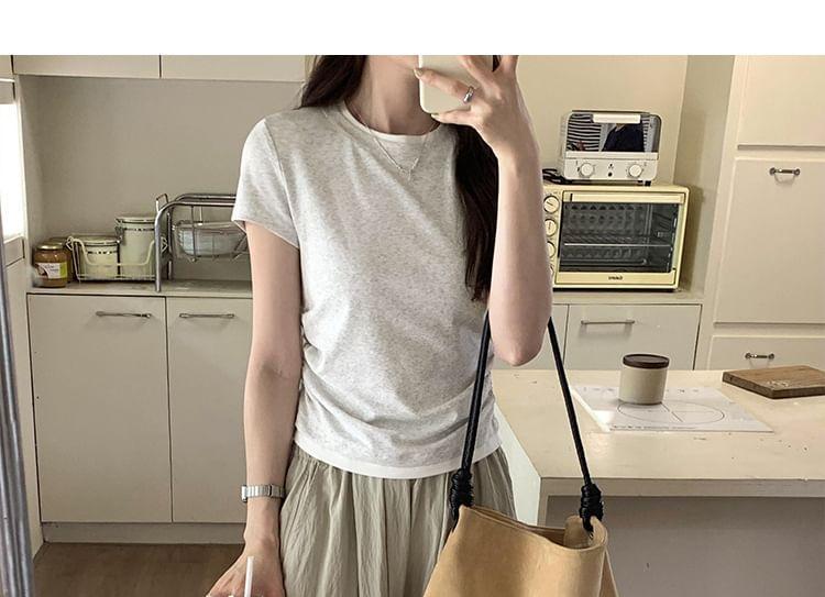 Mock Two-Piece Short-Sleeve Round Neck Tee Product Image