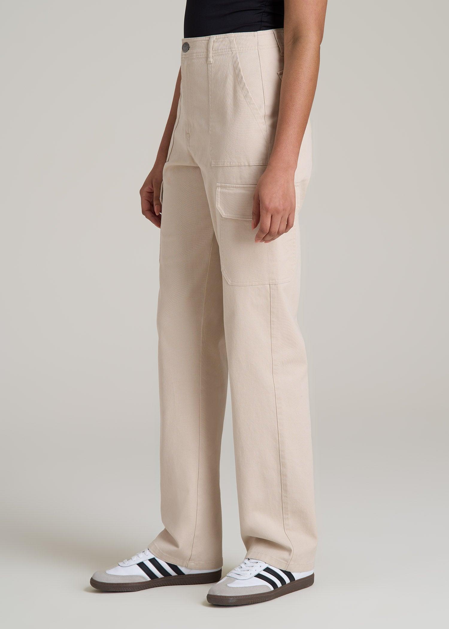 Straight Leg Cargo Chino Pants for Tall Women in Soft Beige Product Image