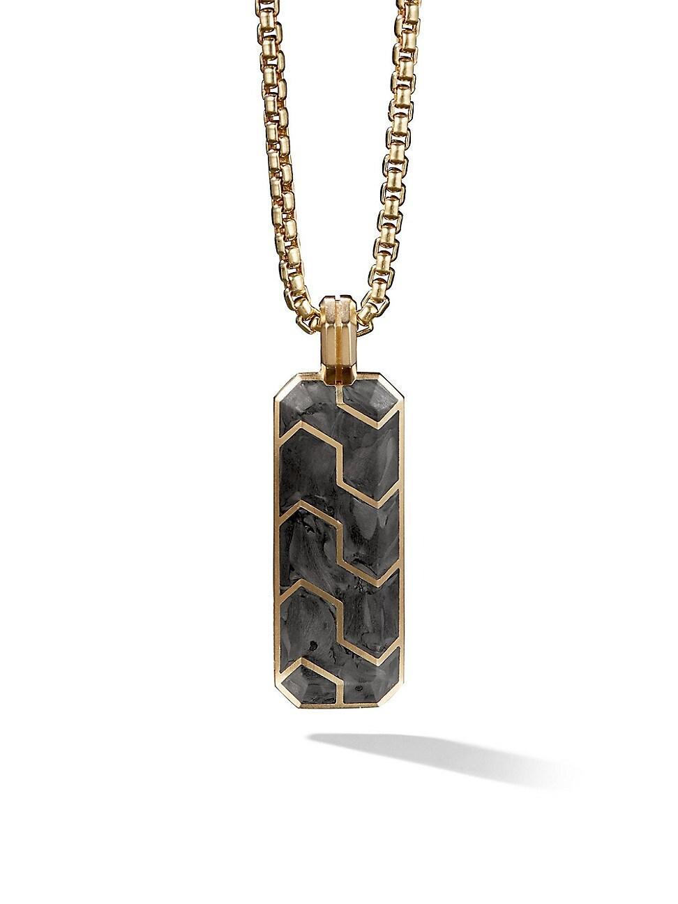 Mens Forged Carbon Ingot Tag Pendant with 18K Gold, 47mm Product Image