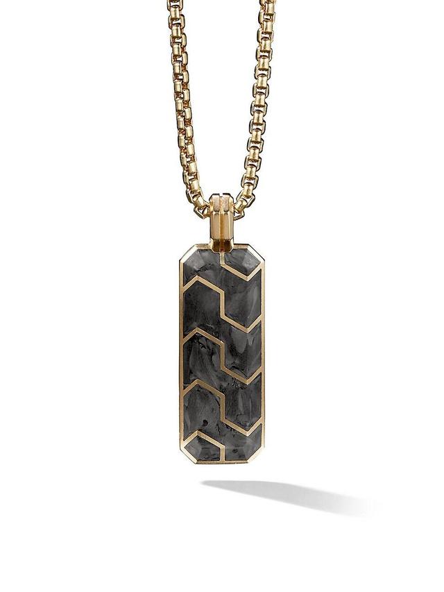 Mens Forged Carbon Ingot Tag in 18K Yellow Gold Product Image