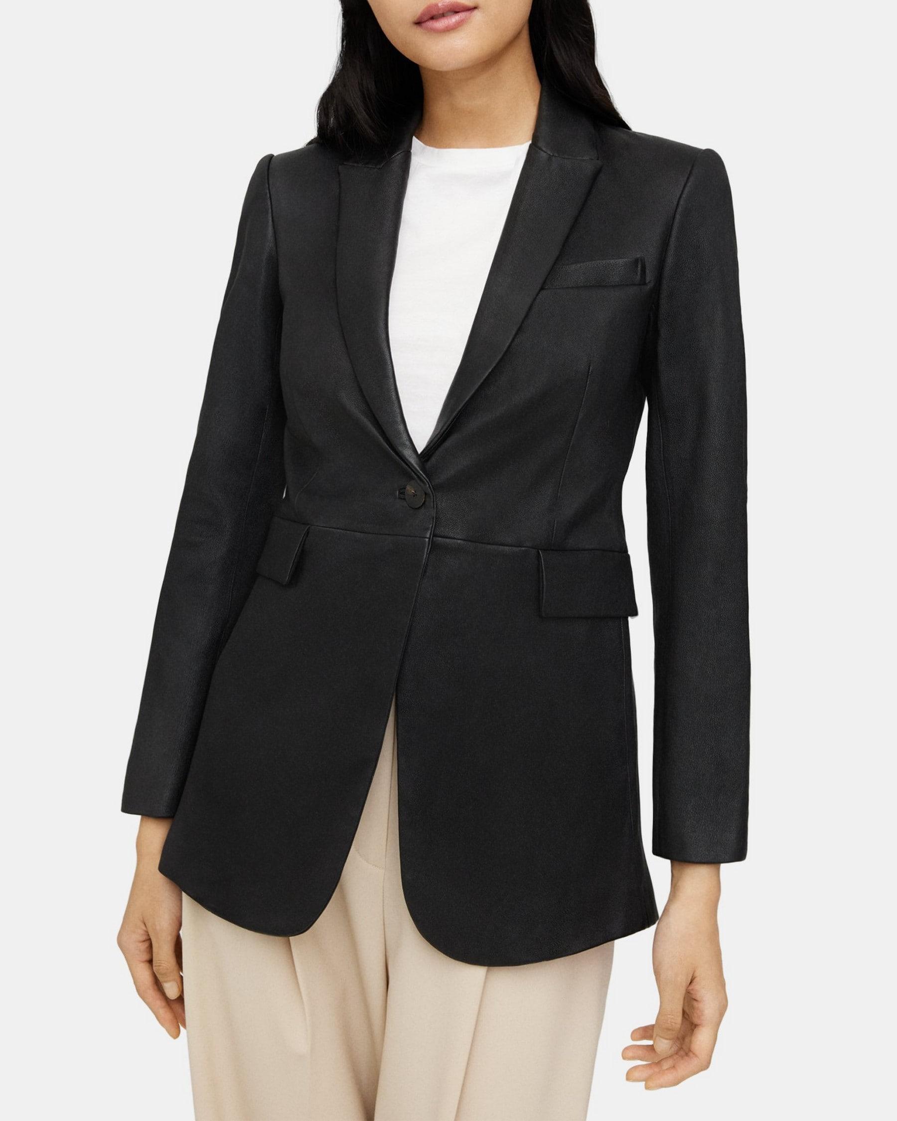 Single-Breasted Blazer in Leather Product Image