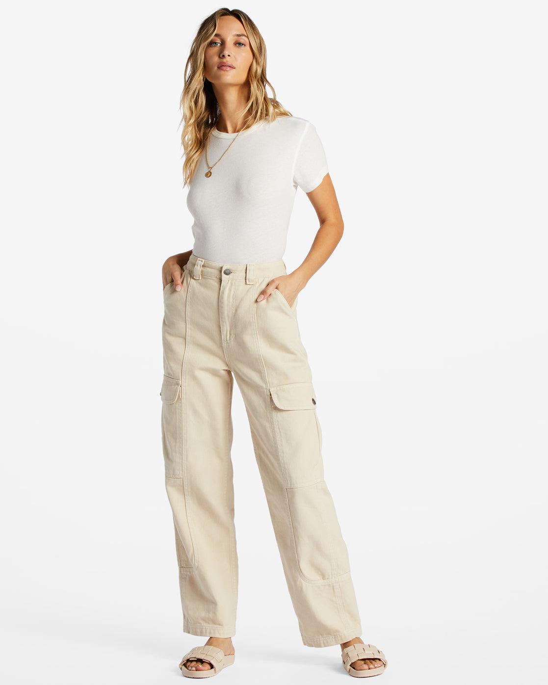 Wall To Wall Denim Cargo Pants - Antique White 1 Female product image