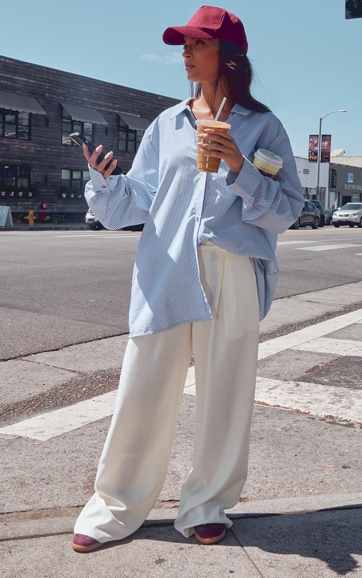 Blue Striped Oversized Cotton Shirt Product Image