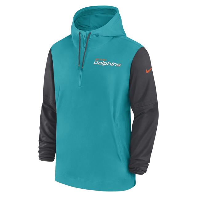 Miami Dolphins Sideline Pre-Game Player Nike Men's NFL 1/2-Zip Hooded Jacket Product Image