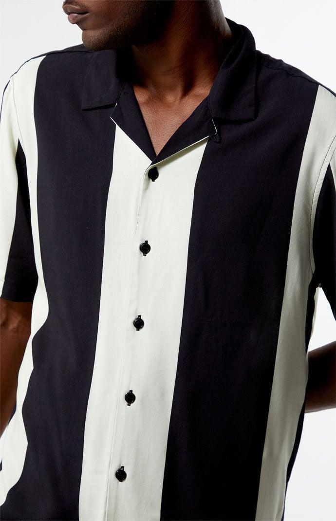 Men's Stripe Neutral Camp Shirt in Black/Cream - Product Image