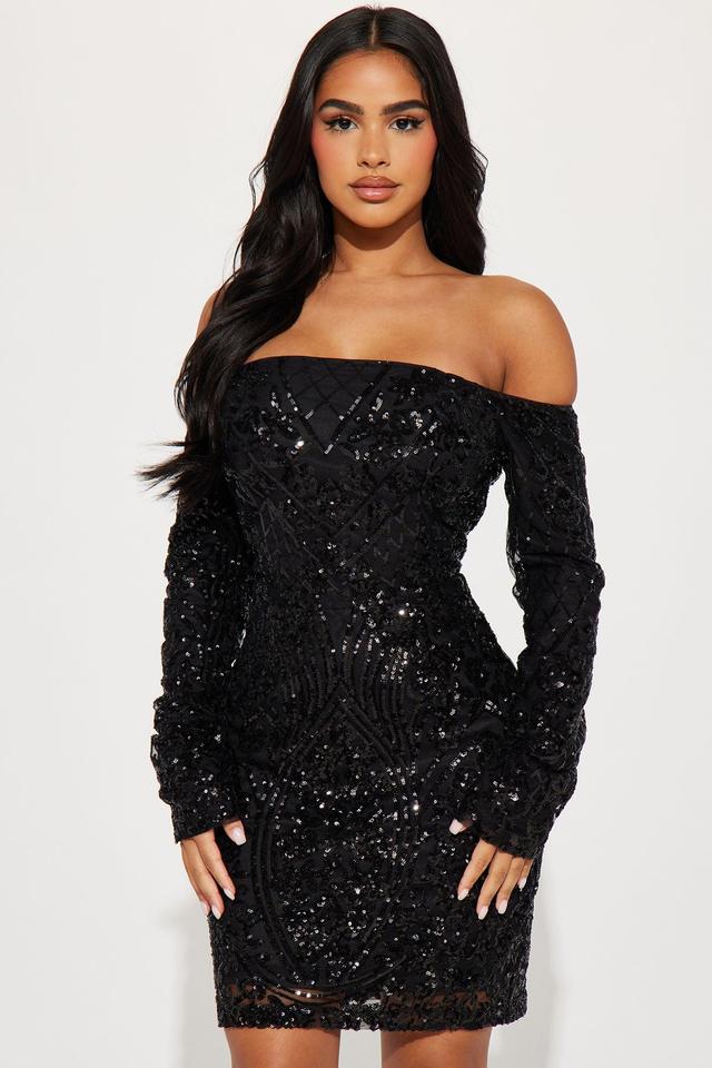 Violet Sequin Mini Dress - Black Product Image