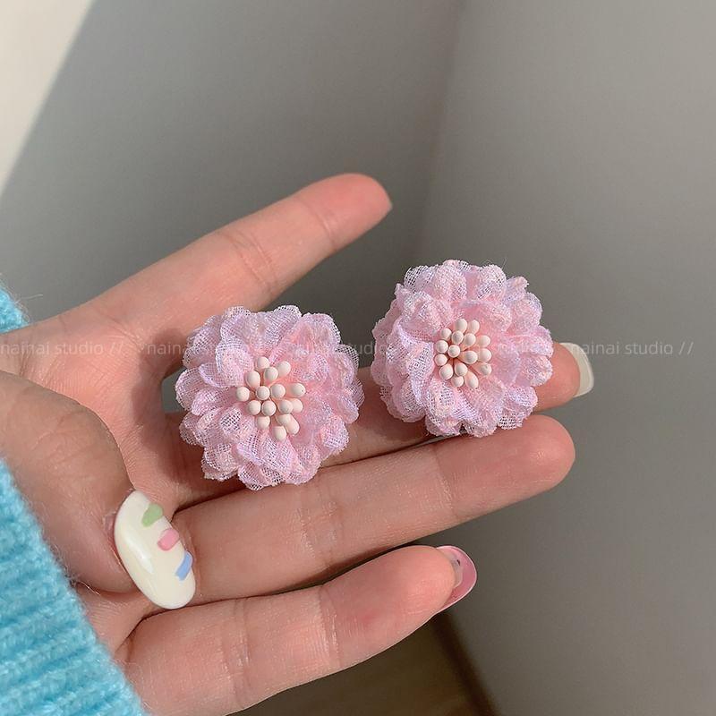 Flower Mesh Stud Earrings Product Image