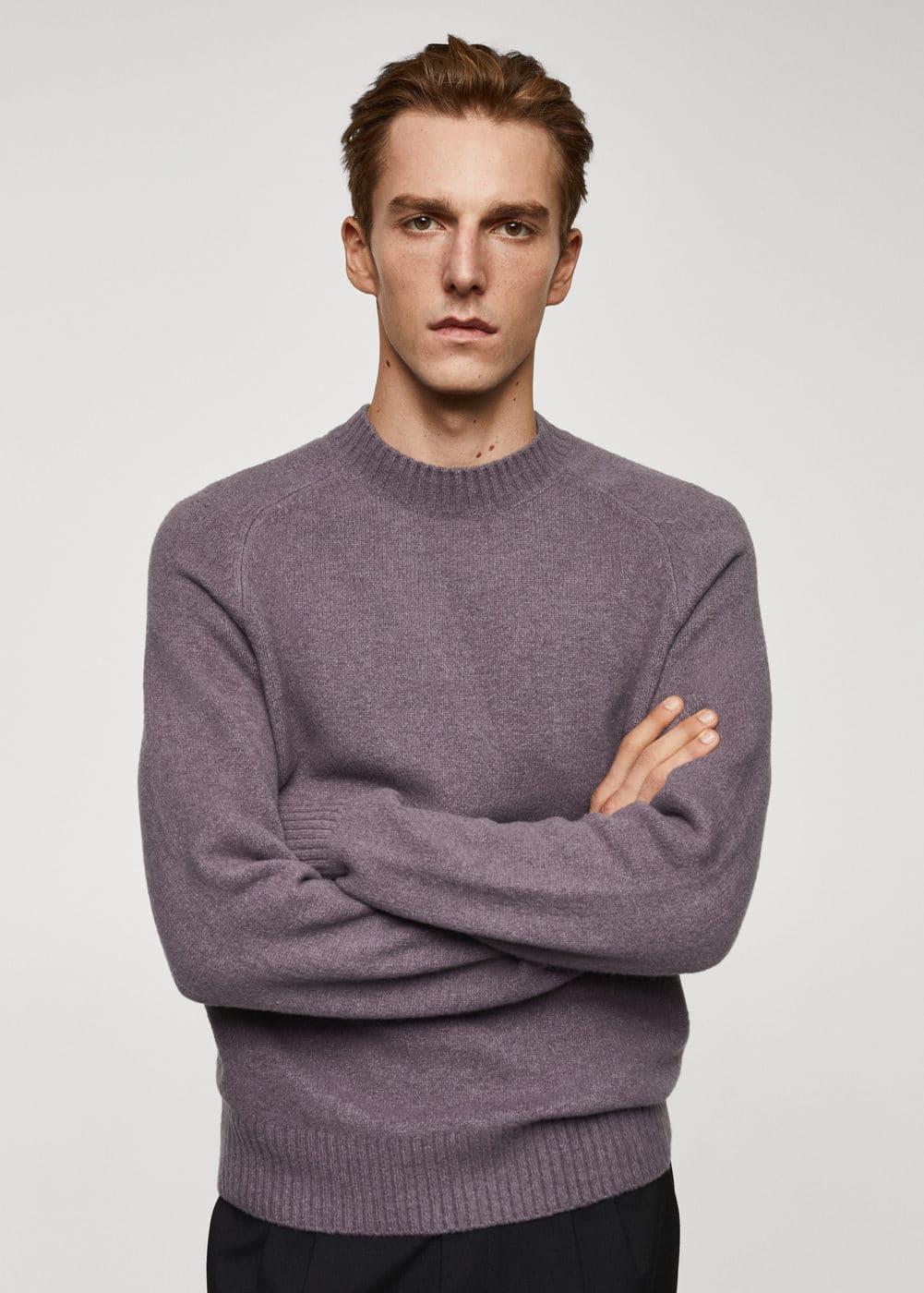 MANGO MAN - Knitted sweater with ribbed details lavenderMen Product Image