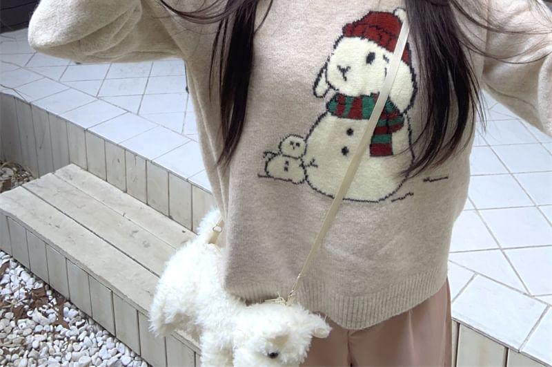 Crew Neck Rabbit Print Sweater Product Image