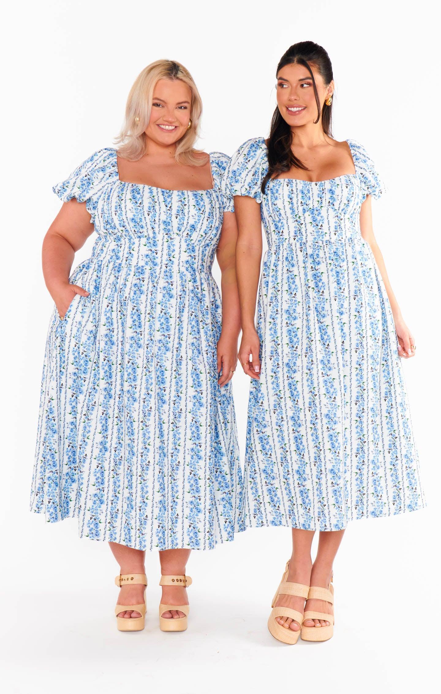 Belle Midi Dress ~ Blue Bliss Stripe Product Image