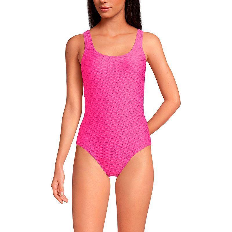 Womens Lands End Scoop Neck Tugless One Piece Swimsuit Product Image