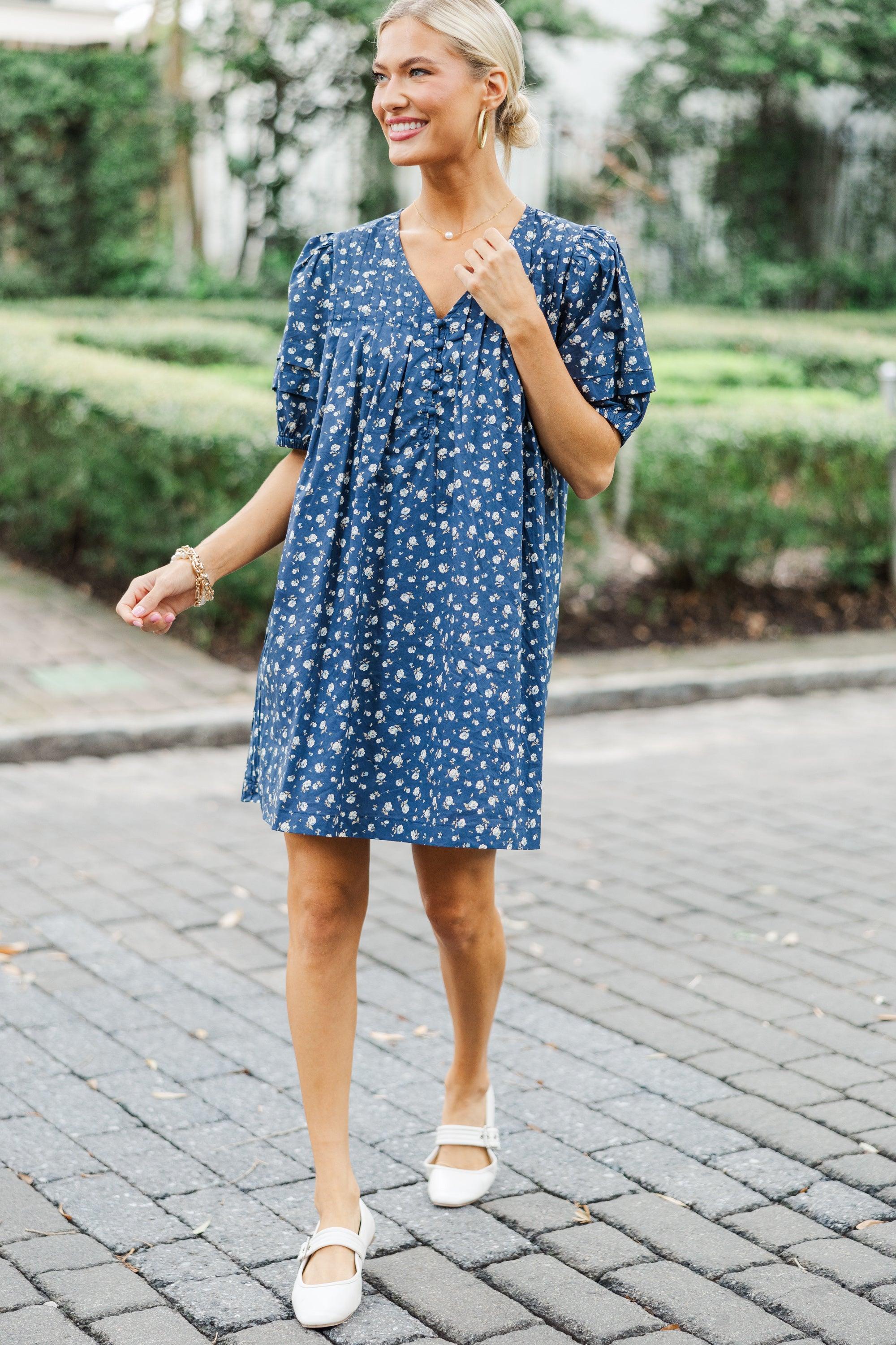 All On Your Own Navy Ditsy Floral Dress Female Product Image