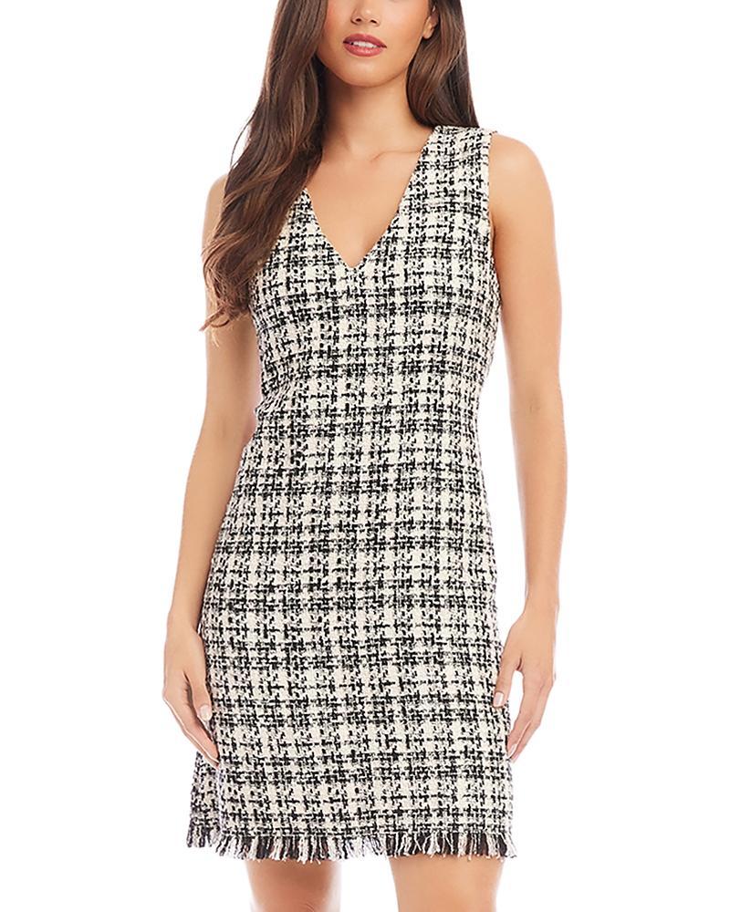 Karen Kane Women's Tweed Shift Dress, Black/Cream, Polyester/Cotton/Nylon Product Image