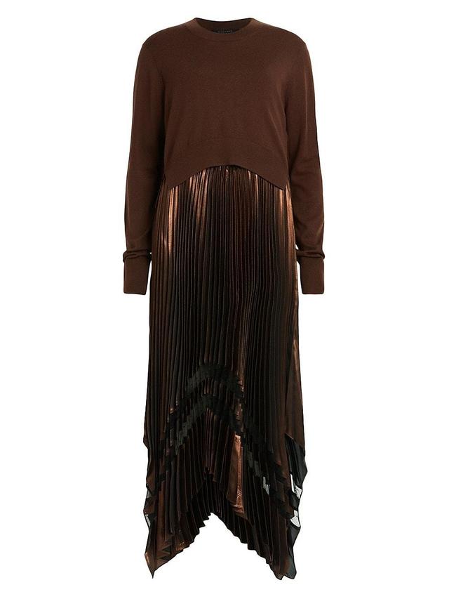 AllSaints Nadia Two-Piece Metallic Dress & Merino Wool Sweater Product Image