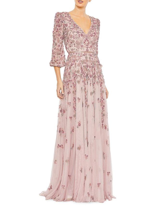 Womens Beaded Floor-Length Gown Product Image