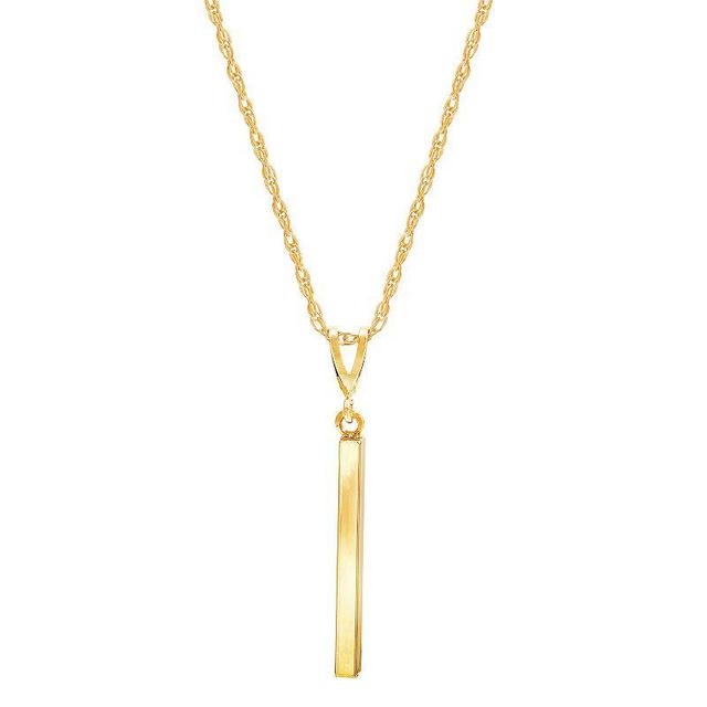 Everlasting Gold 10k Gold Square Tube Drop Pendant, Womens Yellow Product Image