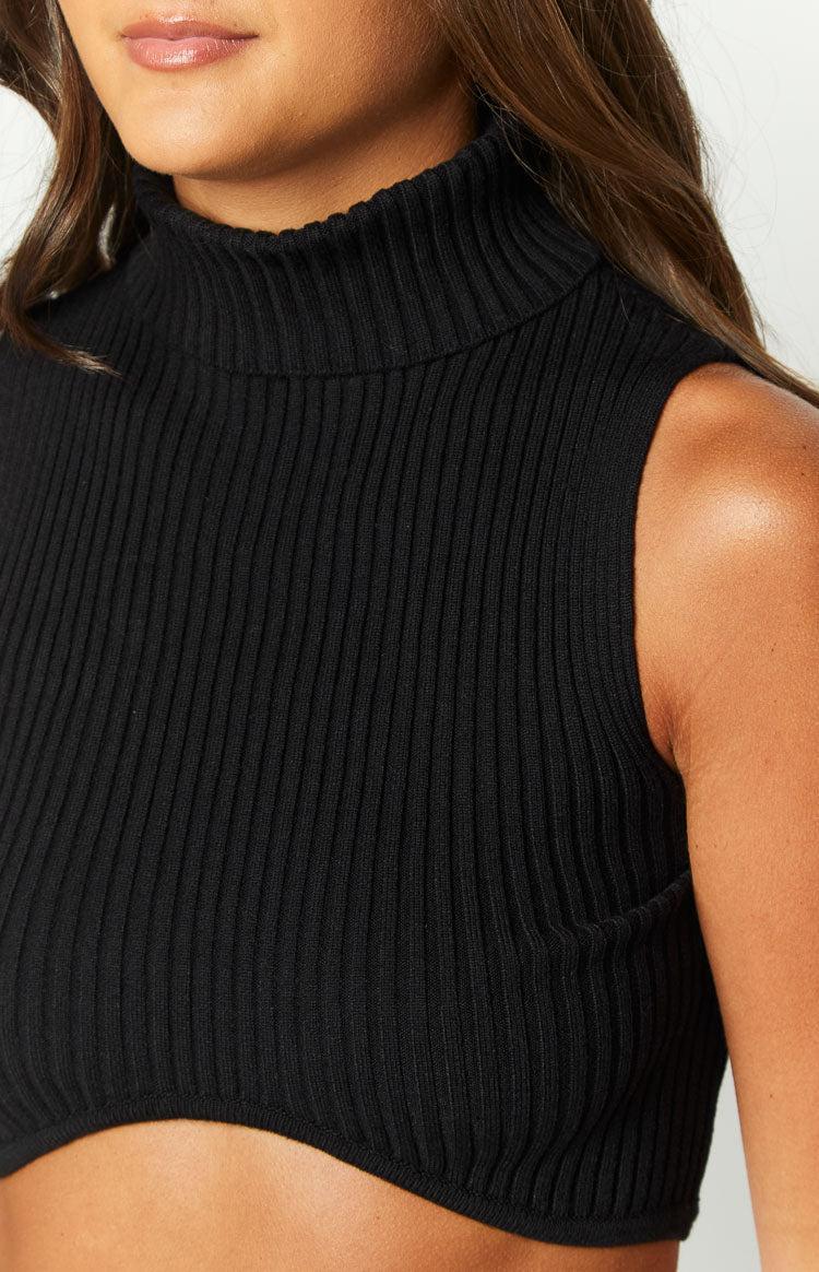 Yvette Black Knit Crop Top Product Image