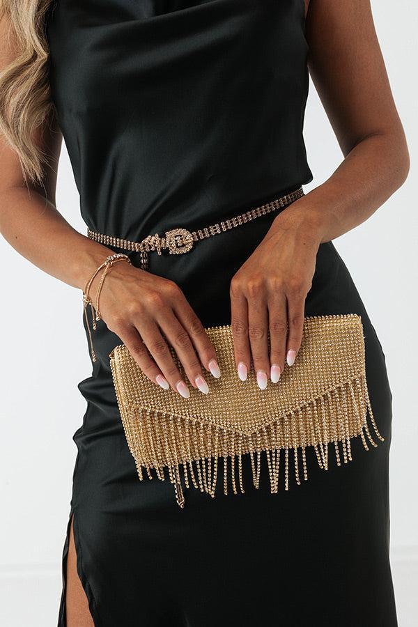 VIP Party Rhinestone Clutch In Gold Product Image